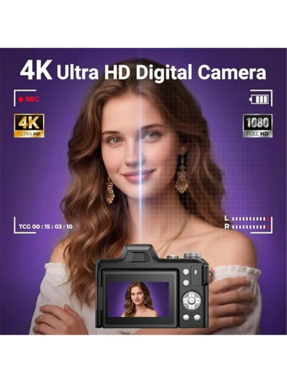4K Digital Camera for Photography, 56MP Autofocus Vlogging Camera
